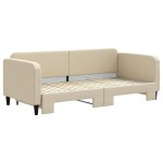 vidaXL Pat de zi cu extensie, crem, 90x200 cm, textil vidaXL Pat de zi cu extensie, crem, 90x200 cm, textil