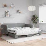 vidaXL Pat de zi cu extensie, gri deschis, 100x200 cm, textil vidaXL Pat de zi cu extensie, gri deschis, 100x200 cm, textil