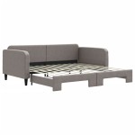vidaXL Pat de zi cu extensie, gri taupe, 100x200 cm, textil vidaXL Pat de zi cu extensie, gri taupe, 100x200 cm, textil
