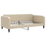 vidaXL Pat de zi cu extensie, crem, 100x200 cm, textil vidaXL Pat de zi cu extensie, crem, 100x200 cm, textil