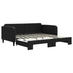 vidaXL Pat de zi cu extensie, negru, 90x190 cm, textil vidaXL Pat de zi cu extensie, negru, 90x190 cm, textil
