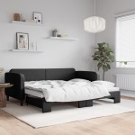 vidaXL Pat de zi cu extensie, negru, 90x190 cm, textil vidaXL Pat de zi cu extensie, negru, 90x190 cm, textil
