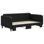 vidaXL Pat de zi cu extensie, negru, 90x190 cm, textil vidaXL Pat de zi cu extensie, negru, 90x190 cm, textil