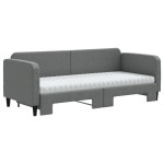vidaXL Pat de zi cu extensie și saltele, gri închis, 80x200 cm, textil