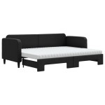 vidaXL Pat de zi cu extensie și saltele, negru, 80x200 cm, textil