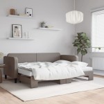 vidaXL Pat de zi cu extensie și saltele, gri taupe, 80x200 cm, textil vidaXL Pat de zi cu extensie și saltele, gri taupe, 80x200 cm, textil