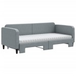 vidaXL Pat de zi cu extensie și saltele, gri deschis 90x200 cm textil vidaXL Pat de zi cu extensie și saltele, gri deschis 90x200 cm textil
