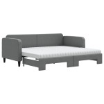 vidaXL Pat de zi cu extensie și saltele, gri închis, 90x200 cm, textil