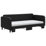 vidaXL Pat de zi cu extensie și saltele, negru, 90x200 cm, textil vidaXL Pat de zi cu extensie și saltele, negru, 90x200 cm, textil