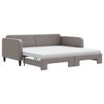 vidaXL Pat de zi cu extensie și saltele, gri închis, 100x200 cm textil vidaXL Pat de zi cu extensie și saltele, gri închis, 100x200 cm textil