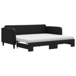 vidaXL Pat de zi cu extensie și saltele, negru, 90x190 cm, textil
