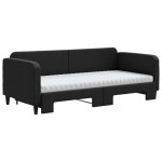 vidaXL Pat de zi cu extensie și saltele, negru, 90x190 cm, textil