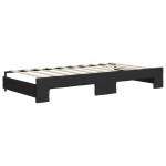 vidaXL Pat de zi cu extensie și saltele, negru, 90x190 cm, textil