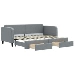 vidaXL Pat de zi cu extensie și sertare, gri deschis, 80x200 cm textil