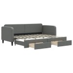 vidaXL Pat de zi cu extensie și sertare, gri închis, 80x200 cm textil