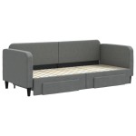 vidaXL Pat de zi cu extensie și sertare, gri închis, 80x200 cm textil