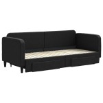 vidaXL Pat de zi cu extensie și sertare, negru, 80x200 cm, textil vidaXL Pat de zi cu extensie și sertare, negru, 80x200 cm, textil