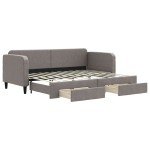 vidaXL Pat de zi cu extensie și sertare, gri taupe, 80x200 cm, textil