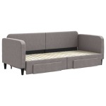 vidaXL Pat de zi cu extensie și sertare, gri taupe, 80x200 cm, textil