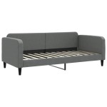 vidaXL Pat de zi cu extensie și sertare, gri închis, 90x200 cm textil