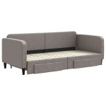 vidaXL Pat de zi cu extensie și sertare, gri taupe, 90x200 cm, textil