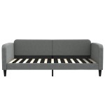 vidaXL Pat de zi cu extensie și sertare, gri închis, 100x200 cm textil