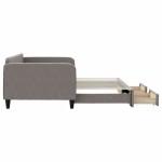 vidaXL Pat de zi cu extensie și sertare, gri taupe, 100x200 cm, textil