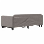 vidaXL Pat de zi cu extensie și sertare, gri taupe, 100x200 cm, textil