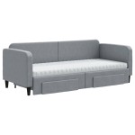 vidaXL Pat de zi cu extensie și sertare, gri deschis, 80x200 cm textil