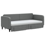 vidaXL Pat de zi cu extensie și sertare, gri închis, 80x200 cm textil
