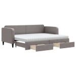 vidaXL Pat de zi cu extensie și sertare, gri taupe, 80x200 cm, textil vidaXL Pat de zi cu extensie și sertare, gri taupe, 80x200 cm, textil
