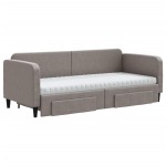 vidaXL Pat de zi cu extensie și sertare, gri taupe, 80x200 cm, textil vidaXL Pat de zi cu extensie și sertare, gri taupe, 80x200 cm, textil
