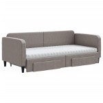 vidaXL Pat de zi cu extensie și sertare, gri taupe, 90x200 cm, textil
