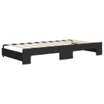 vidaXL Pat de zi cu extensie și sertare, negru, 90x190cm, textil vidaXL Pat de zi cu extensie și sertare, negru, 90x190cm, textil