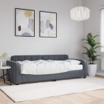 vidaXL Pat de zi cu saltea, gri închis, 80x200 cm, catifea
