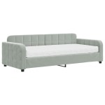 vidaXL Pat de zi cu saltea, gri deschis, 90x200 cm, catifea vidaXL Pat de zi cu saltea, gri deschis, 90x200 cm, catifea