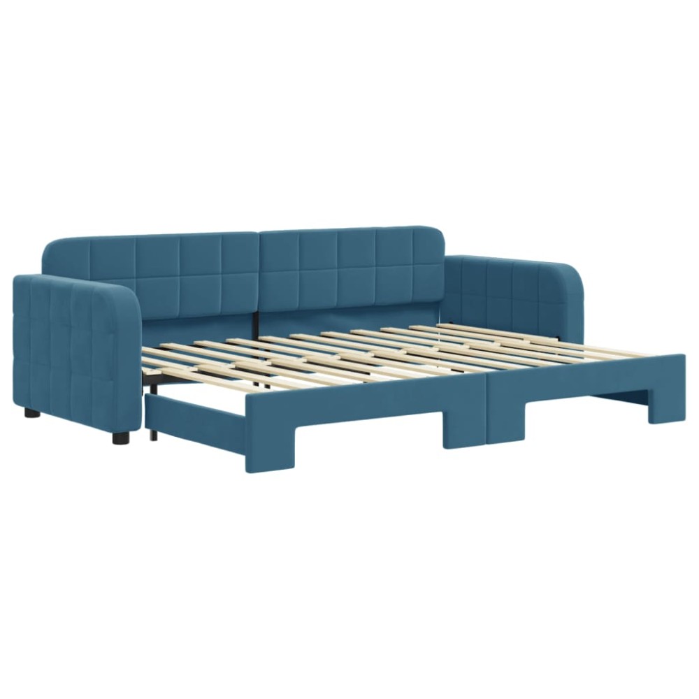 vidaXL Pat de zi cu extensie, albastru, 80x200 cm, catifea
