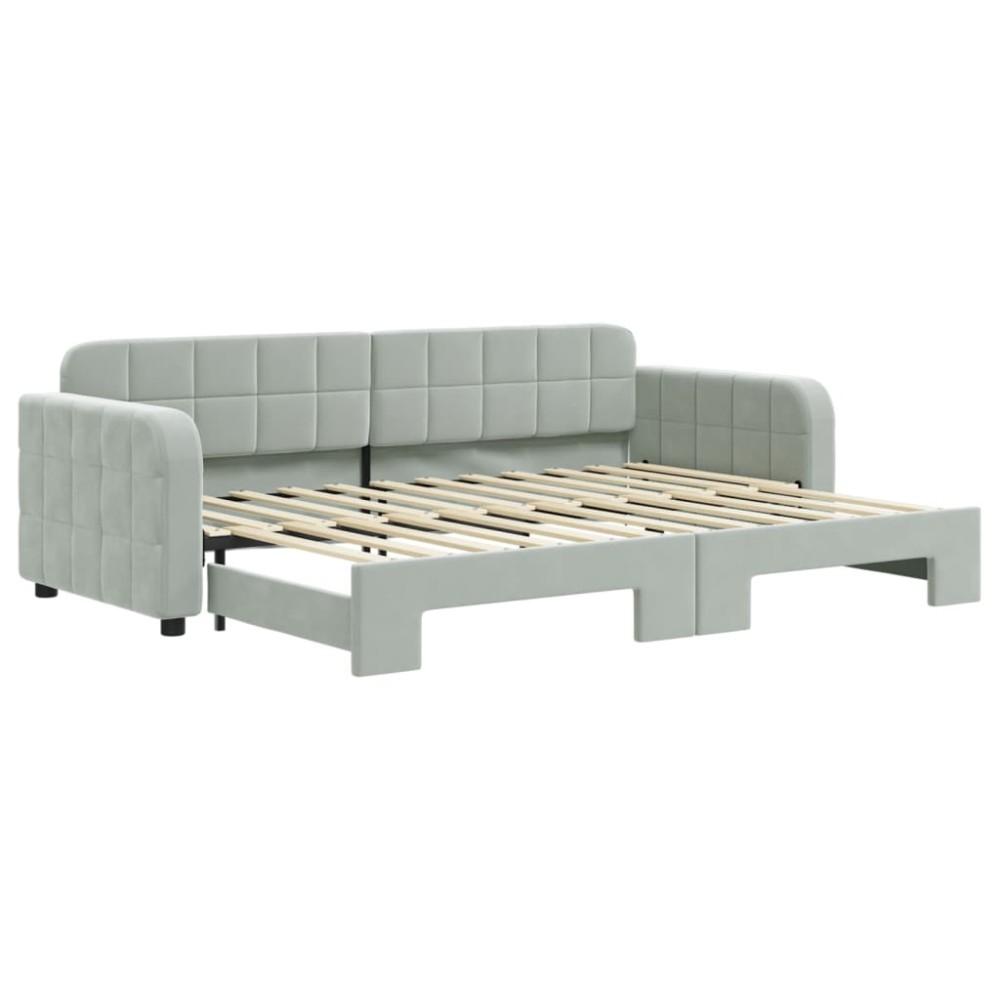 vidaXL Pat de zi cu extensie, gri deschis, 80x200 cm, catifea