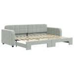 vidaXL Pat de zi cu extensie, gri deschis, 80x200 cm, catifea vidaXL Pat de zi cu extensie, gri deschis, 80x200 cm, catifea