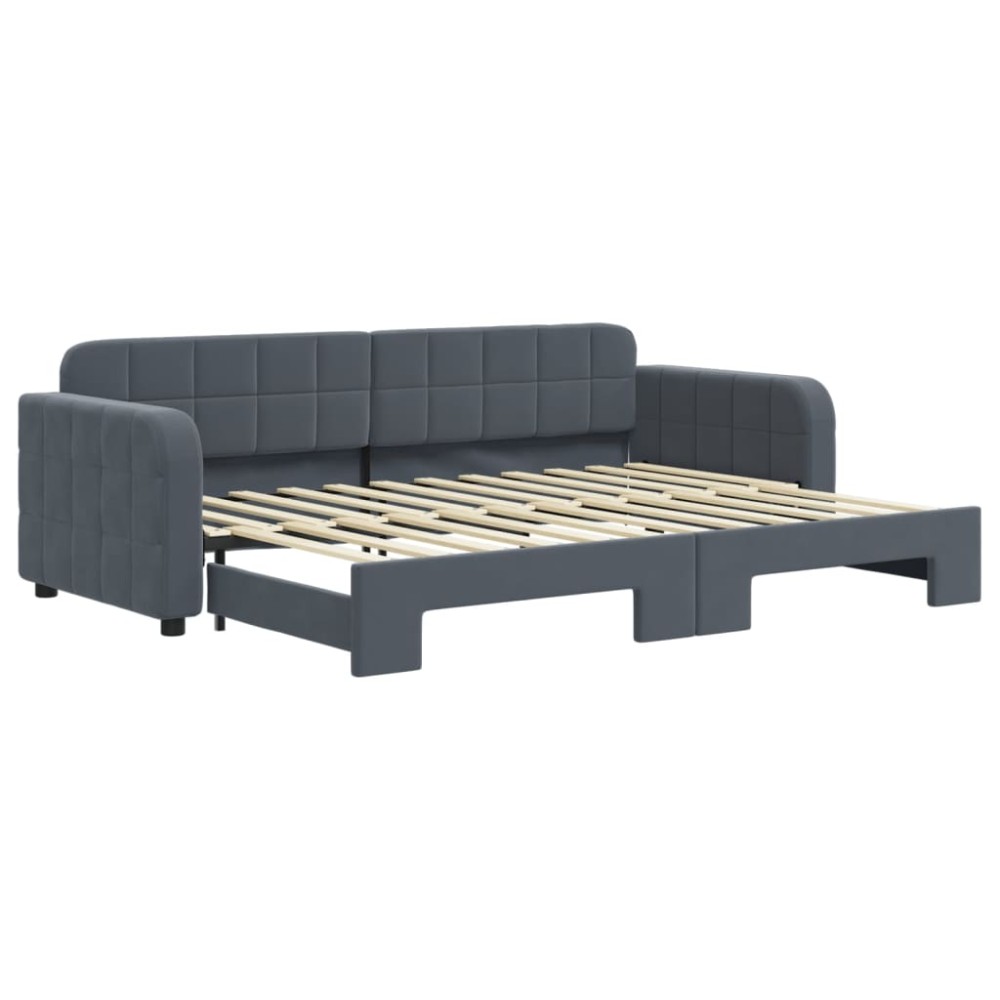 vidaXL Pat de zi cu extensie, gri închis, 80x200 cm, catifea
