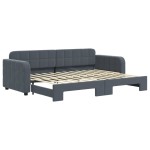 vidaXL Pat de zi cu extensie, gri închis, 80x200 cm, catifea