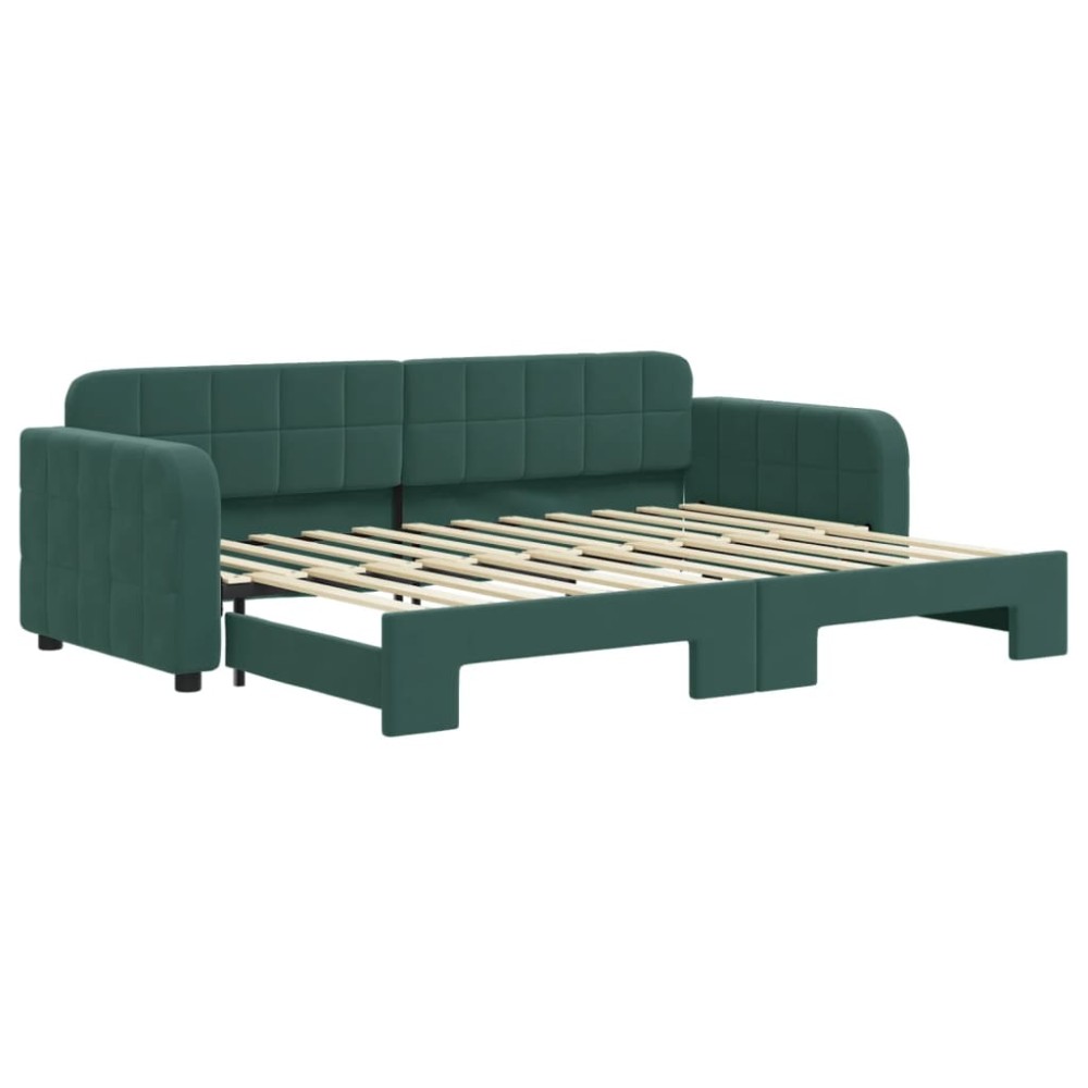 vidaXL Pat de zi cu extensie, verde închis, 80x200 cm, catifea