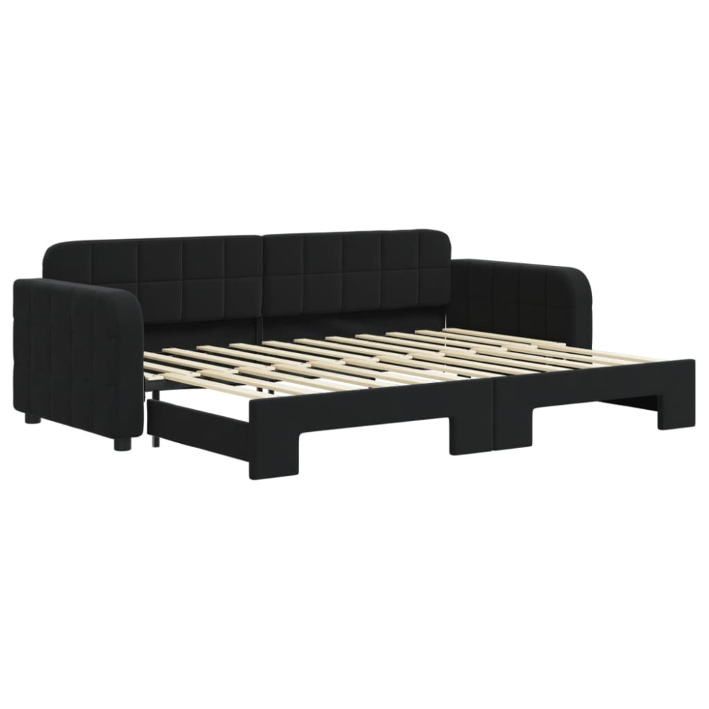 vidaXL Pat de zi cu extensie, negru, 80x200 cm, catifea