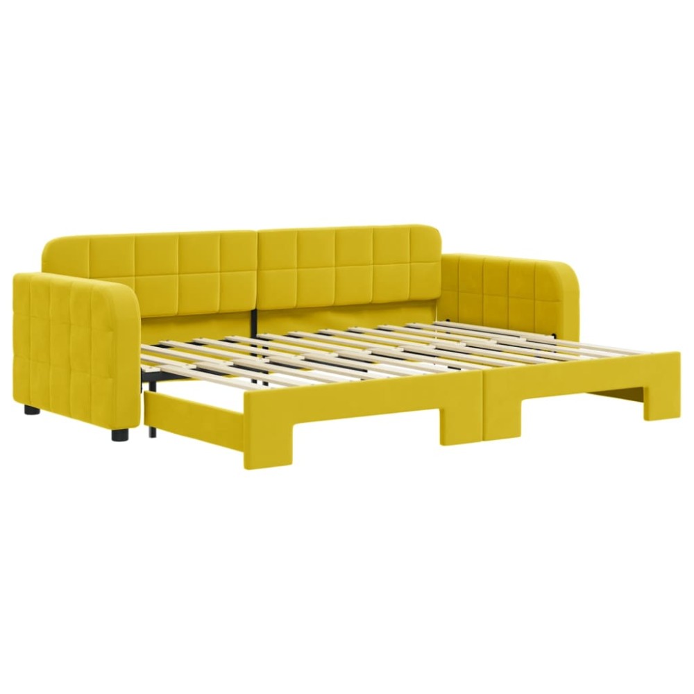 vidaXL Pat de zi cu extensie, galben, 80x200 cm, catifea