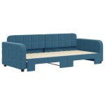 vidaXL Pat de zi cu extensie, albastru, 90x200 cm, catifea vidaXL Pat de zi cu extensie, albastru, 90x200 cm, catifea