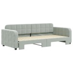 vidaXL Pat de zi cu extensie, gri deschis, 90x200 cm, catifea vidaXL Pat de zi cu extensie, gri deschis, 90x200 cm, catifea