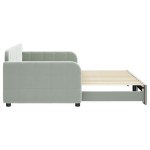 vidaXL Pat de zi cu extensie, gri deschis, 90x200 cm, catifea vidaXL Pat de zi cu extensie, gri deschis, 90x200 cm, catifea