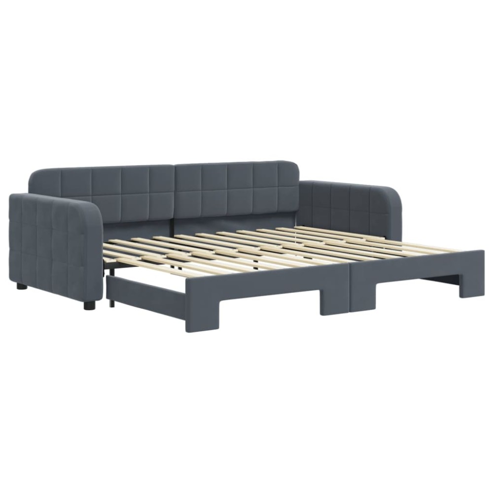 vidaXL Pat de zi cu extensie, gri închis, 90x200 cm, catifea
