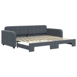 vidaXL Pat de zi cu extensie, gri închis, 90x200 cm, catifea vidaXL Pat de zi cu extensie, gri închis, 90x200 cm, catifea