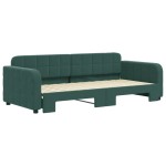 vidaXL Pat de zi cu extensie, verde închis, 90x200 cm, catifea